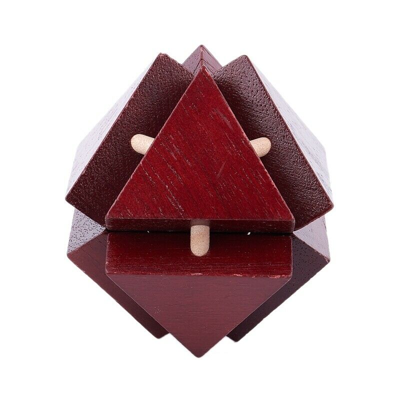 Wooden Triple-cornered Lock Smooth and Slick Lock Logic Puzzle Burr Puzzles I7C8