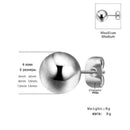 6 pairs Surgical Stainless Steel Round Bead Ball Stud Earrings Set Bead Ear V7U8