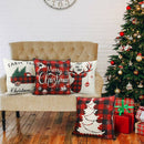 4pcs Christmas Pillowcase Printed Pattern Linen Home Cushion Pillow Cover