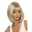 Lady Straight Bang Short Bobo Blond Curly High Temperature Wire Periwig