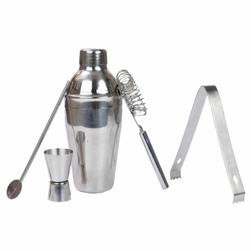 Stainless Steel Bar Cocktail Shaker Maker Mixer Jigger Pot Gift Set 5 Pcs AZH