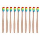 10PCS Environmentally Wood Rainbow Toothbrush Bamboo ToothBrush Bamboo Fibr S8T4