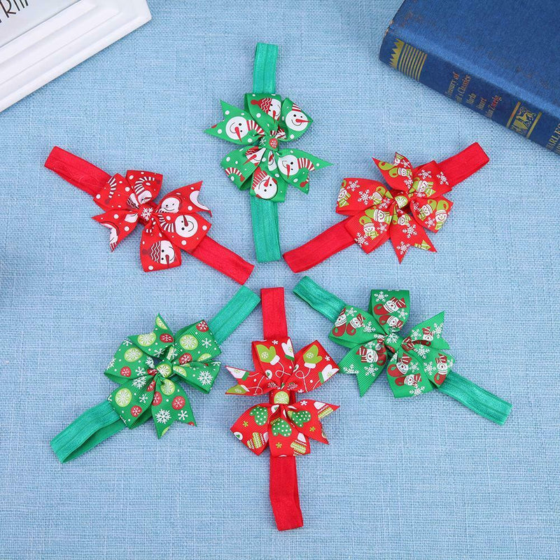 6pcs Hair Band Christmas Baby Swallowtail Bowknot Headdress Hair Accessory