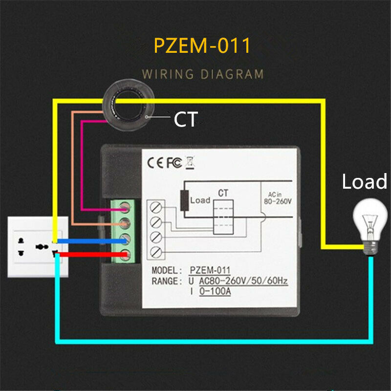 AC Single Phase Digital Panel Voltmeter Ammeter 220V 100A Voltage Current E C4U9
