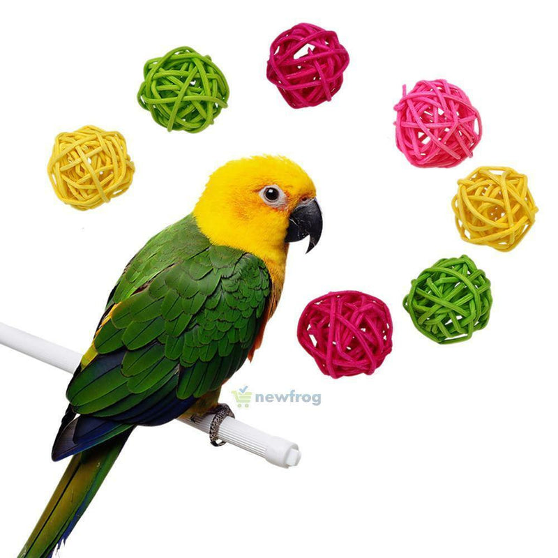 10Pcs Pet Parrot Rattan Hanging Ball Toys Bird Chewing Cage Active Decor Supply