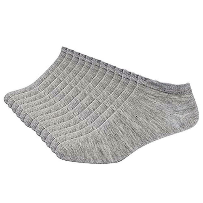 6 Pairs Solid Casual Cotton Breathable Invisible Crew Socks (3-color Mixed) A