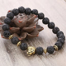 Natural weathering /volcanic/azurite agate Stone Beads leopard Head Bracelet Top