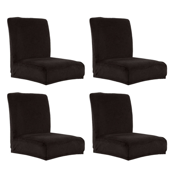 4 Pieces Velvet Short Dining Chair with Low Back Seat Cover Bar