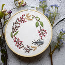 Floral Insect Embroidery Starter Kit Pre-printed Complete Cross Stitch Beginners