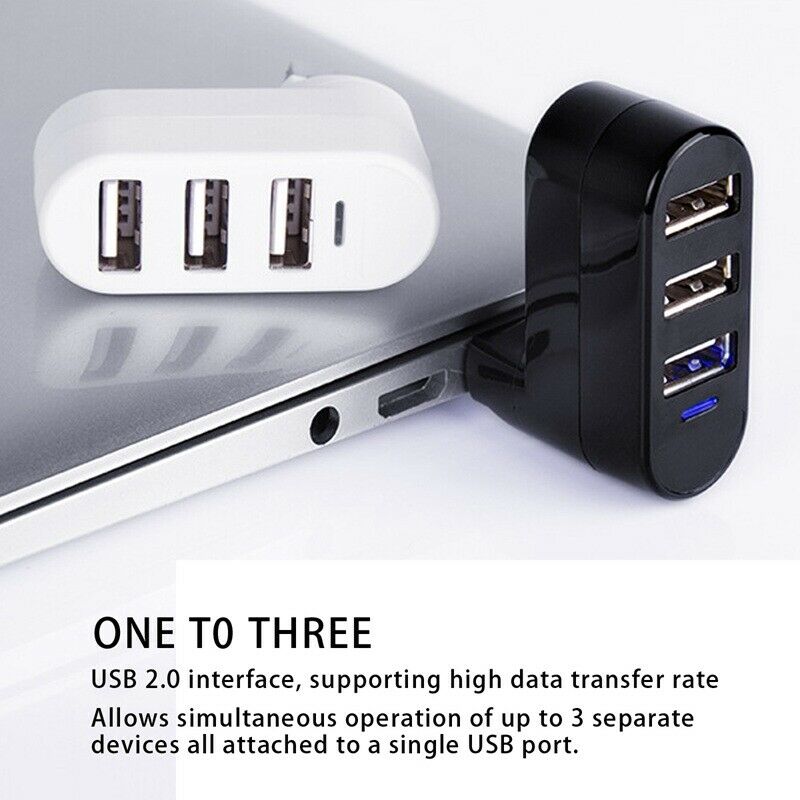 High Quality For Laptop For PC Hub USB Rotate Splitter Mini Adapter 3 Ports