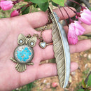 1X Luminous Night Owl Bookmark Label Read Maker Feather Book Mark Stationery ME
