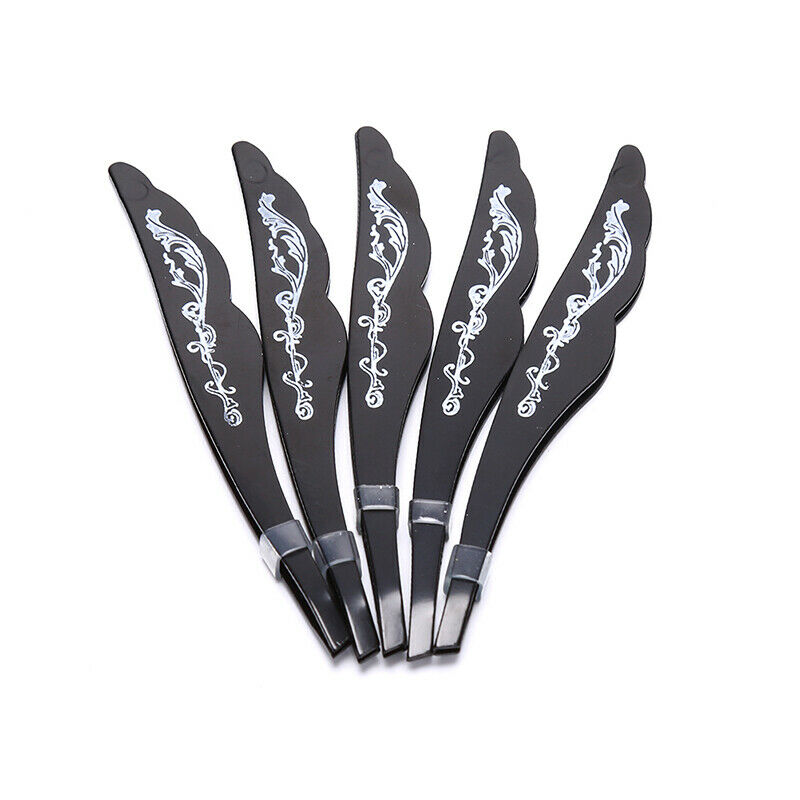 Black Eyebrow Tweezers Stainless Steel Removal Eyebrow Eyelash Makeup ToolsB Hn
