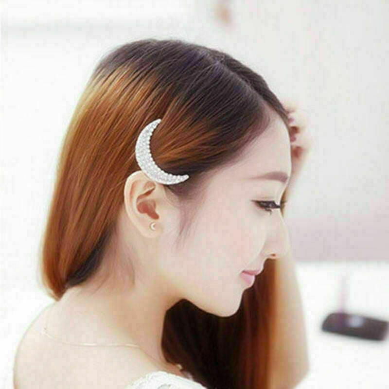 Ladies Crystal Rhinestone Moon Hairpin Barrette Hair Retro!. clip New