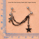 Black Cross Drop Star Tassel Earrings Tragus Helix Cartilage Piercing Ear St Gw