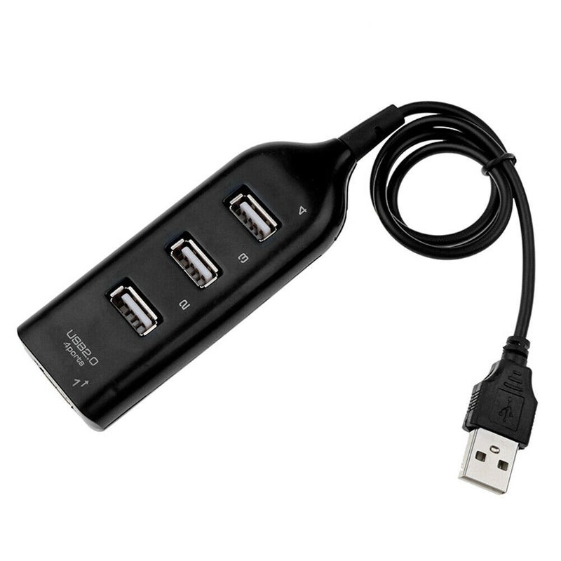 USB Hub 5Mbps High Speed Multi USB 2.0 Adapter 4 Port Splitter (Black)