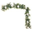 1.8M Artificial Eucalyptus Garland Pink Core White Petals Roses Flower Deco