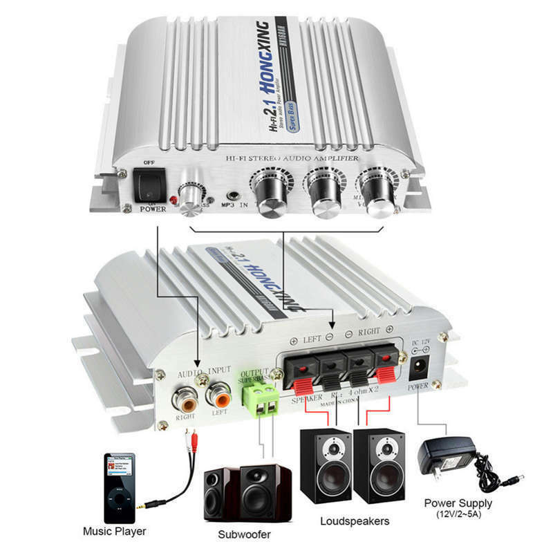 Hongxing 168Ah Car Amplifier Sound Mode Radio Mp3 Speaker Led Hi-Fi 2 Chann M9M5
