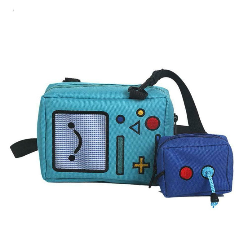 Fashion Women Mini Shoulder Bag Canvas Cartoon Robot Crossbody Bags Purse