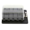 Blade Fuse Block ATO Fuse Box Holder w/ LED Indicator for Car Boat (10 Way)
