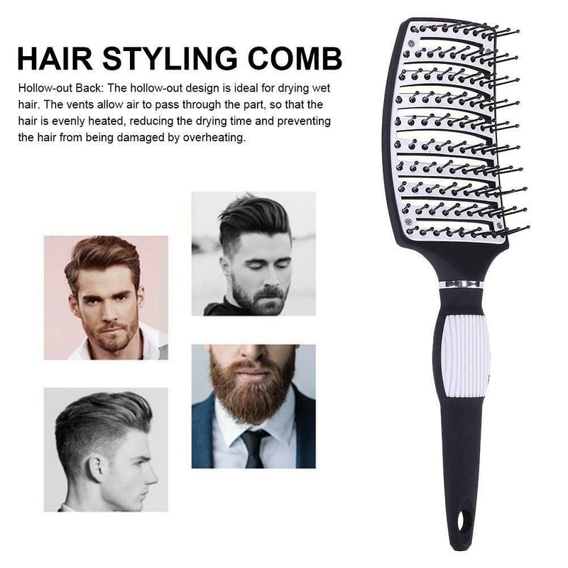 Unisex Detangling Hair Brush Curved Massage Pins Vented Hairbrush Detangler