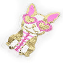 dog wearing heart glasses reversible change color sequins sew on patches3C