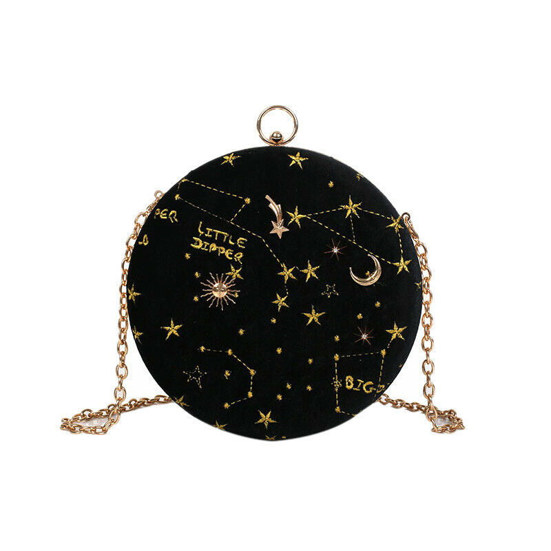 Starry Sky Circular Fashion Suede Shoulder Bag Chain Belt Women'S Crossbody H1F6