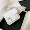 Hit Color Women Crossbody Bag Belt Buckle PU Mini Shoulder Pouch (White)