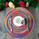 Braided Colorful Round Place Mats for Kitchen Dining Table Runner Heat Insu M4V4