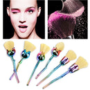 6pcs Rose Shape Yellow Makeup Brushes Foundation Powder Blush Brush Set