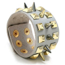 Punk Style Bracelet Cowhide Leather Rivet Cuff Bangle Men Jewelry (Grey)