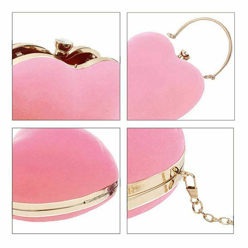 Women Girls Heart Shape Handbag Evening Party Tote Purse(Pink) F8X5