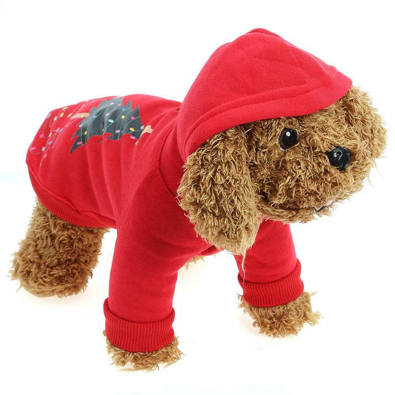 Pet dog print Santa Claus clothes Christmas autumn and winter clothes S