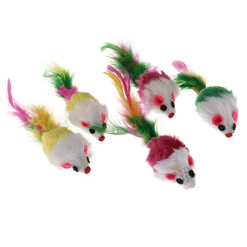 Mini Mouse Pet Cat Interactive Toys Cat Kitten with Colorful Feather Plush Funlj