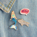 Pins Shining Blue Mermaid Pins Brooches Badges Lapel Pin Collar T-Shirt Acc S2D5