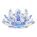 Crystal Lotus Flower Buddhist Ornament Feng Shui Art Glass Paperweight Blue