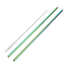 2x Reusable Stainless Steel Metal Drinking Straws +1x Cleaning Brush Home Party