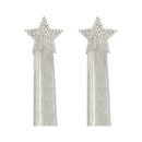 Fashion Crystal Star Long Tassel Stud Earrings Drop Dangle Women Wedding Jewelry