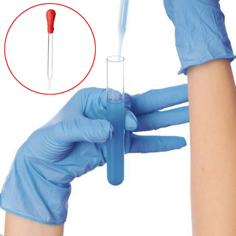 10* 12cm Glass Pipette Laboratory Medicine Dropper Red Rubber Head Pipet