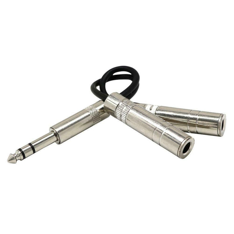 6.35mm Male Jack Stereo Splitter Cable 2X 1/4 inch Female Plug Audio Y Cord