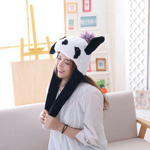 Plush Panda Hat Dancing Ear Flap Hat with Paw Cartoon Cute Animal Plush Toys
