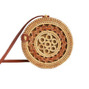 Female Round Rattan Bag Slung Shoulder Bag Ladies Bohemian Hand-Woven Straw