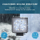 90W Square Car Headlight 9Led Cool White Light 4 Inch Car Work Light Led Tr E6E4