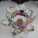 Glass Block Lotus Flower Metal Candle Holders Feng Shui Home Decor Big Teal L7I9
