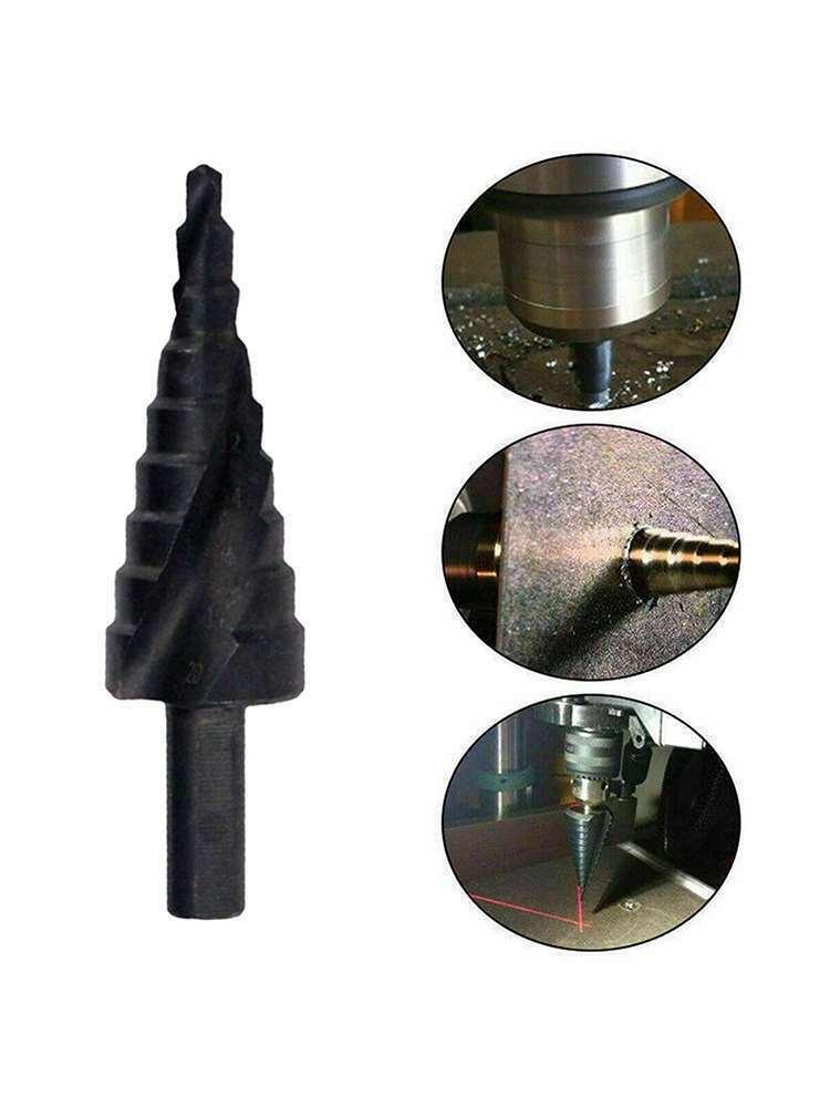 1* New Black Nitride Spiral Groove Triangle Shank Step Drill Bit Pagoda Drill