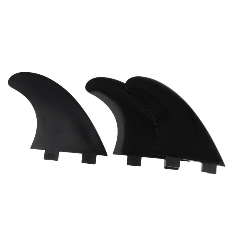 Pack of 3 Premium Surfboard Fins - Thruster Surf Fins -  G5 Tri Fins - Black