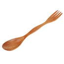 2pcs Multiuse Camping Wood Spork Fork Spoon Backpack Cutlery 2 in 1 Utensils