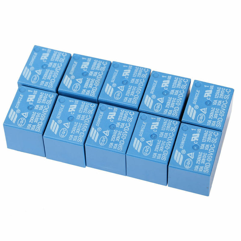 10Pcs T73-5V SRD-5VDC-SL-C 5 Pin 250V AC 28V DC Power Relay A