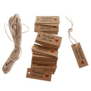 100x Kraft Card Craft Wedding Party Gift Tag Clothing Luggage Label String