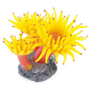 Concrete Base Silicone Coral Anemone Aquarium Plant Decoration, Yellow
