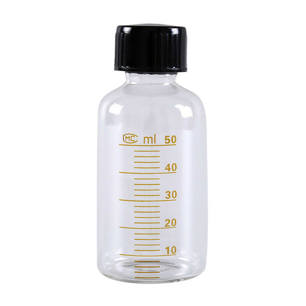 1pcs 50ml Scale lab glass vials bottles clear containers with black screw cap0K
